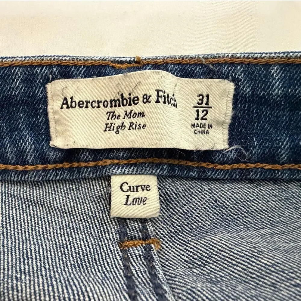 Abercrombie & Fitch High Rise Mom Jeans Medium Wash Cropped Size 31 (12) - Picture 5 of 6